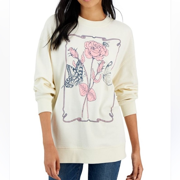 REBELLIOUS ONE Rose Box Graphic Sweatshirt Sz L Women - Picture 1 of 11